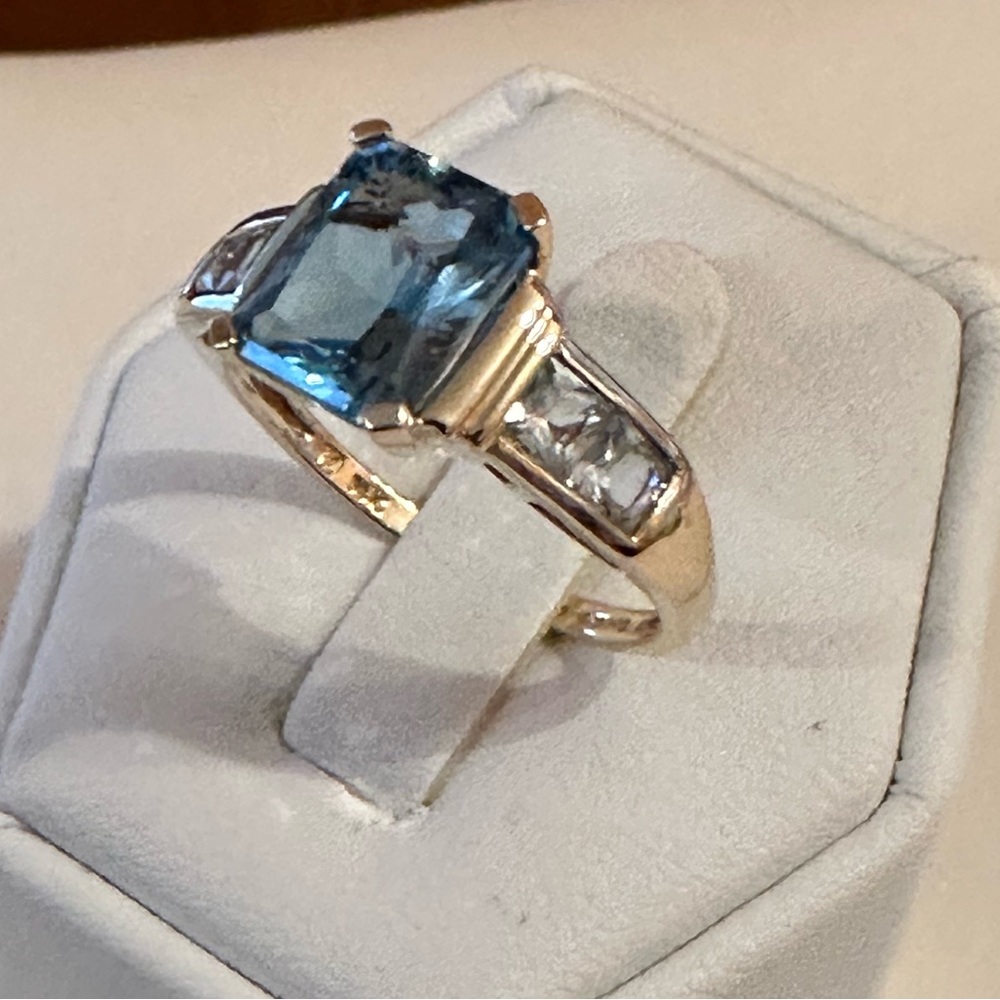 💍Solid 14K Gold London Blue Topaz & Sky Blue Ring